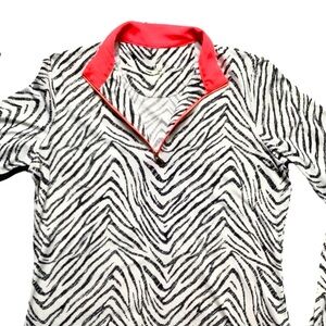 Tail Zebra Stripe 1/4 Zip Long Sleeve Pullover Top
